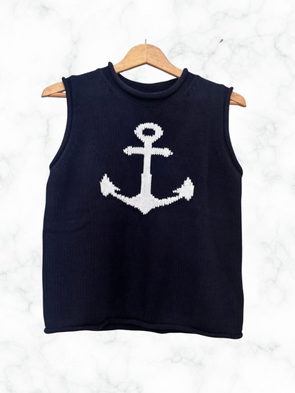 NWT | Free Assembly Nautical Anchor Sleeveless Sweater Navy Blue S